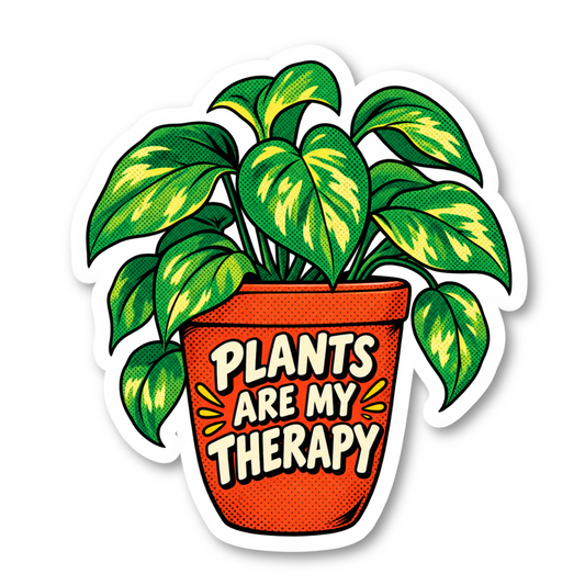 Plants Are My Therapy Quote Vinyl Sticker