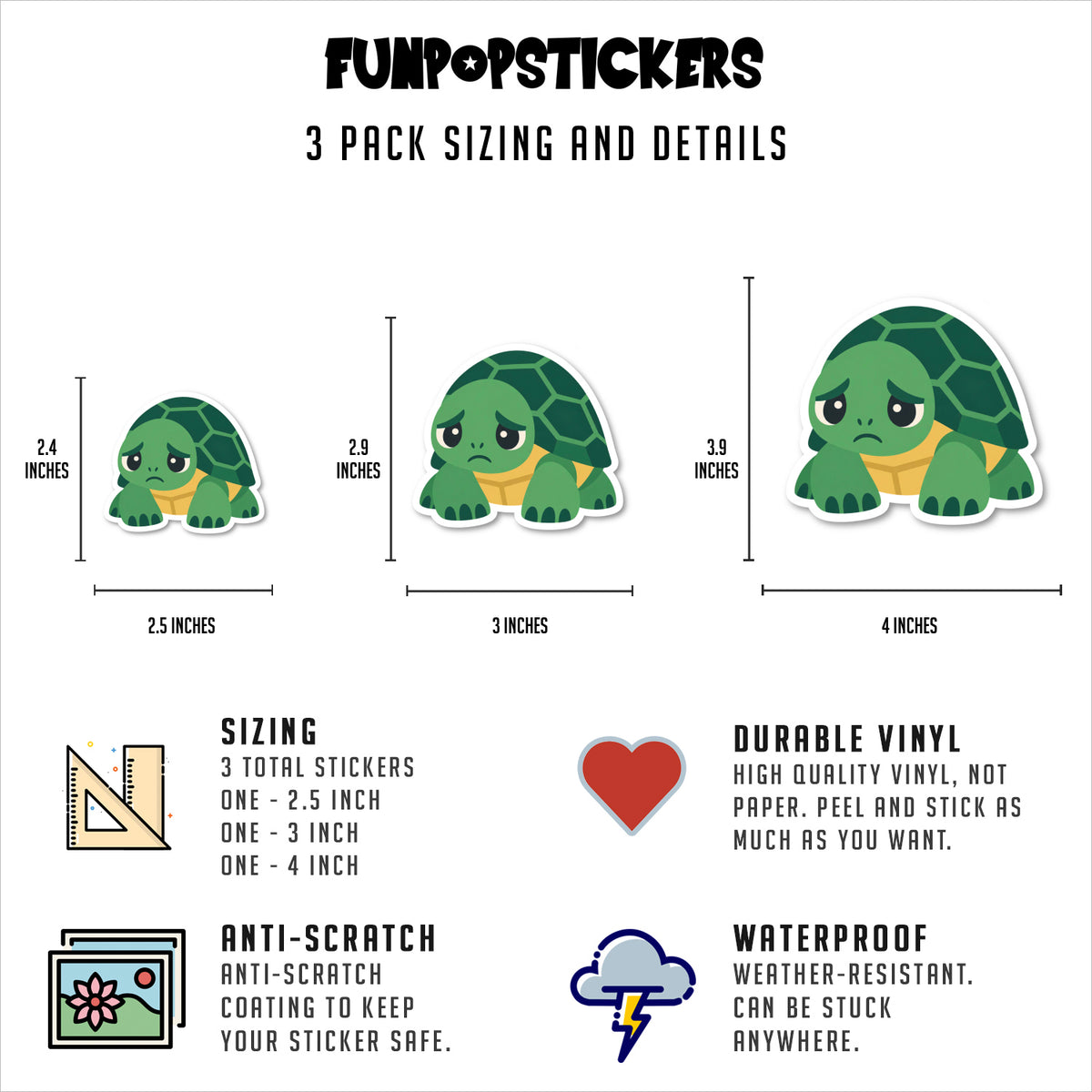 Sad Turtle Vinyl Stickers