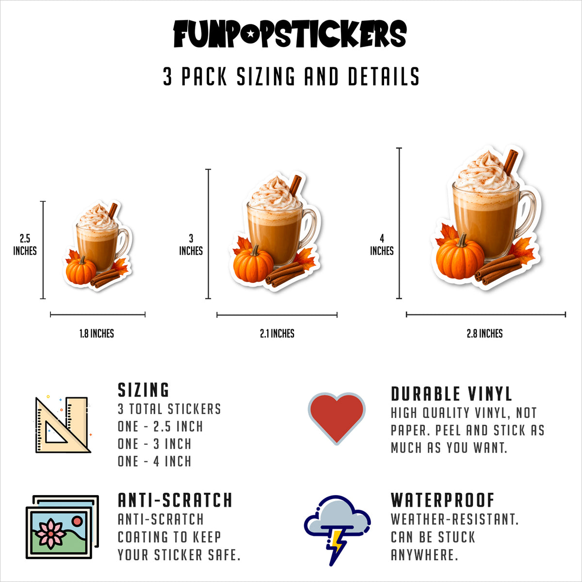 Fall Beverages Vinyl Stickers