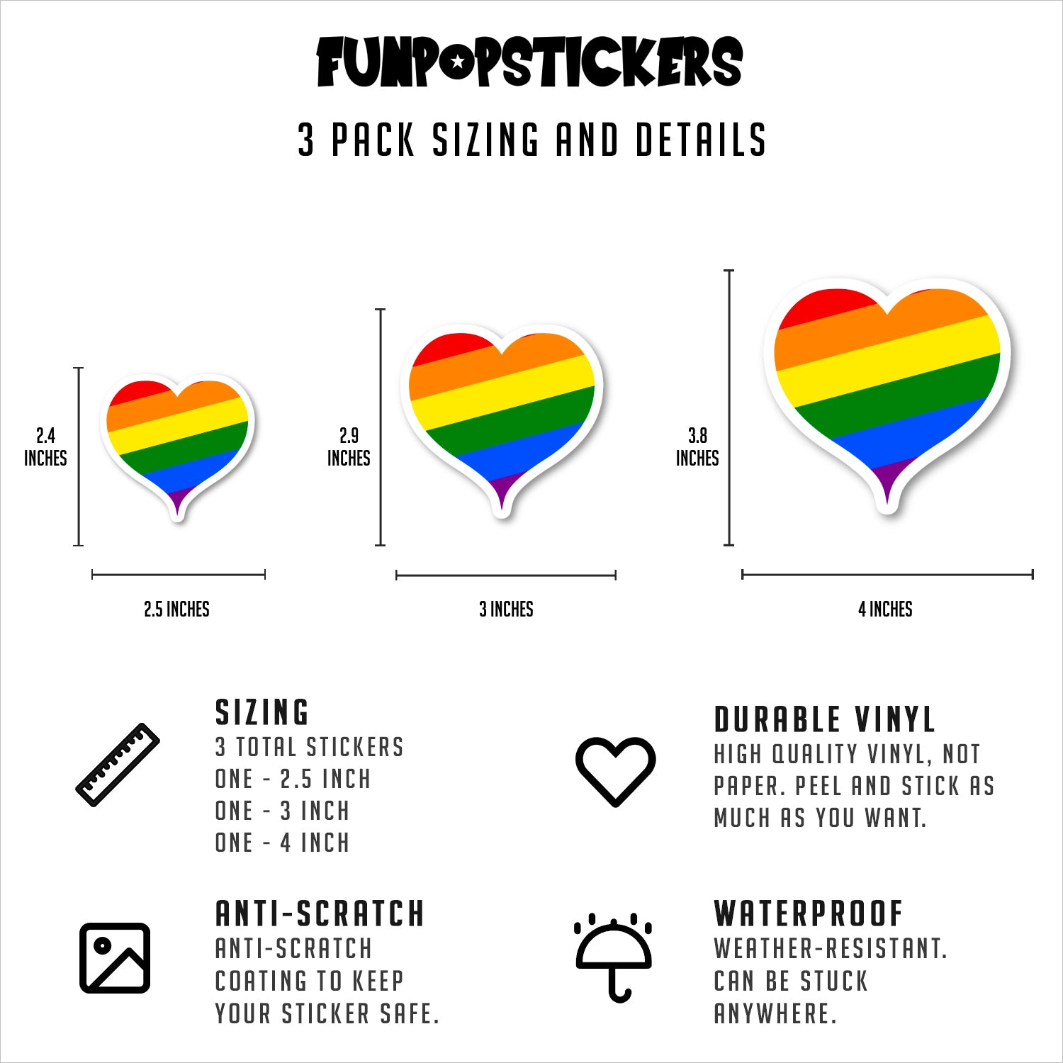 Gay Pride Heart Vinyl Stickers