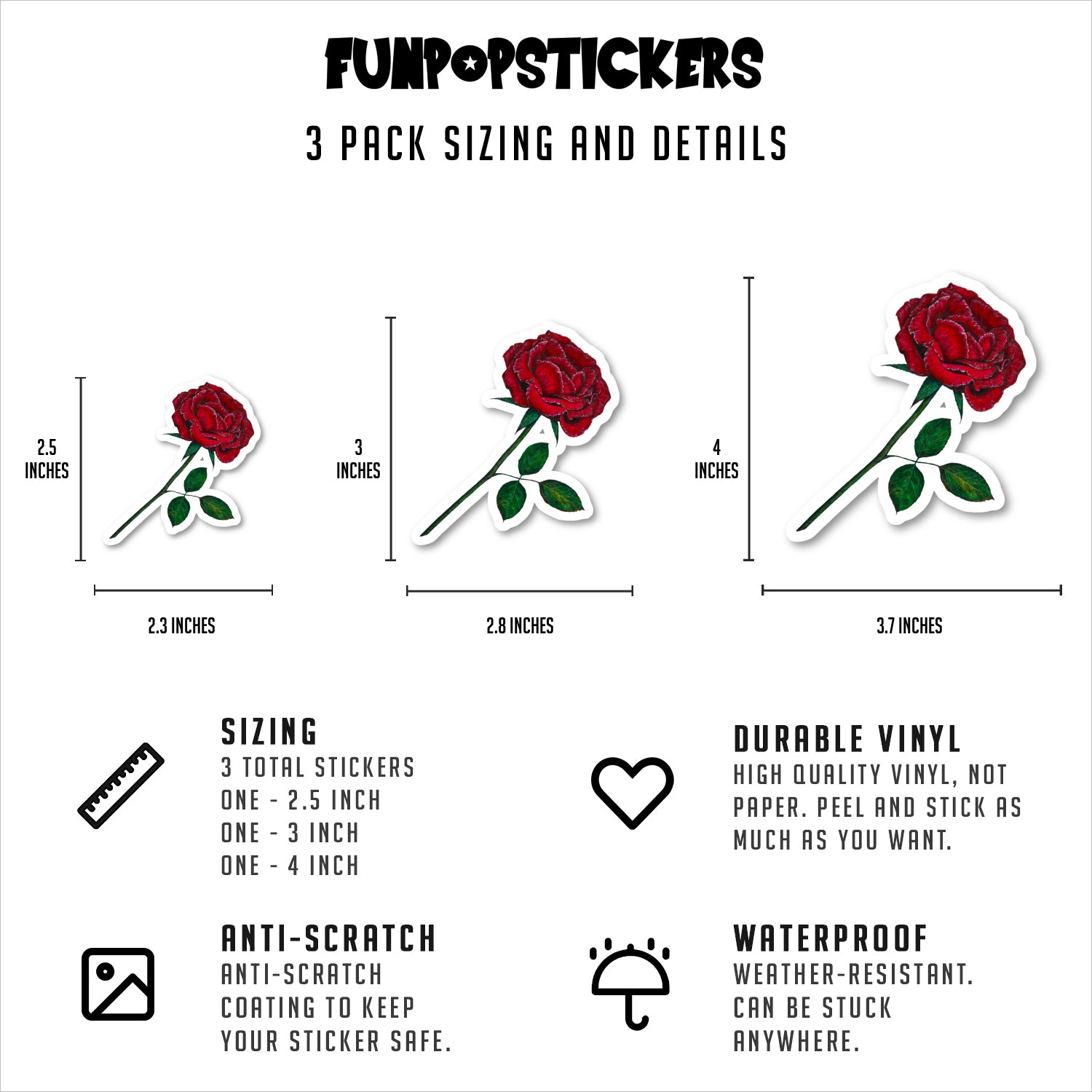 Red Rose Vinyl Stickers
