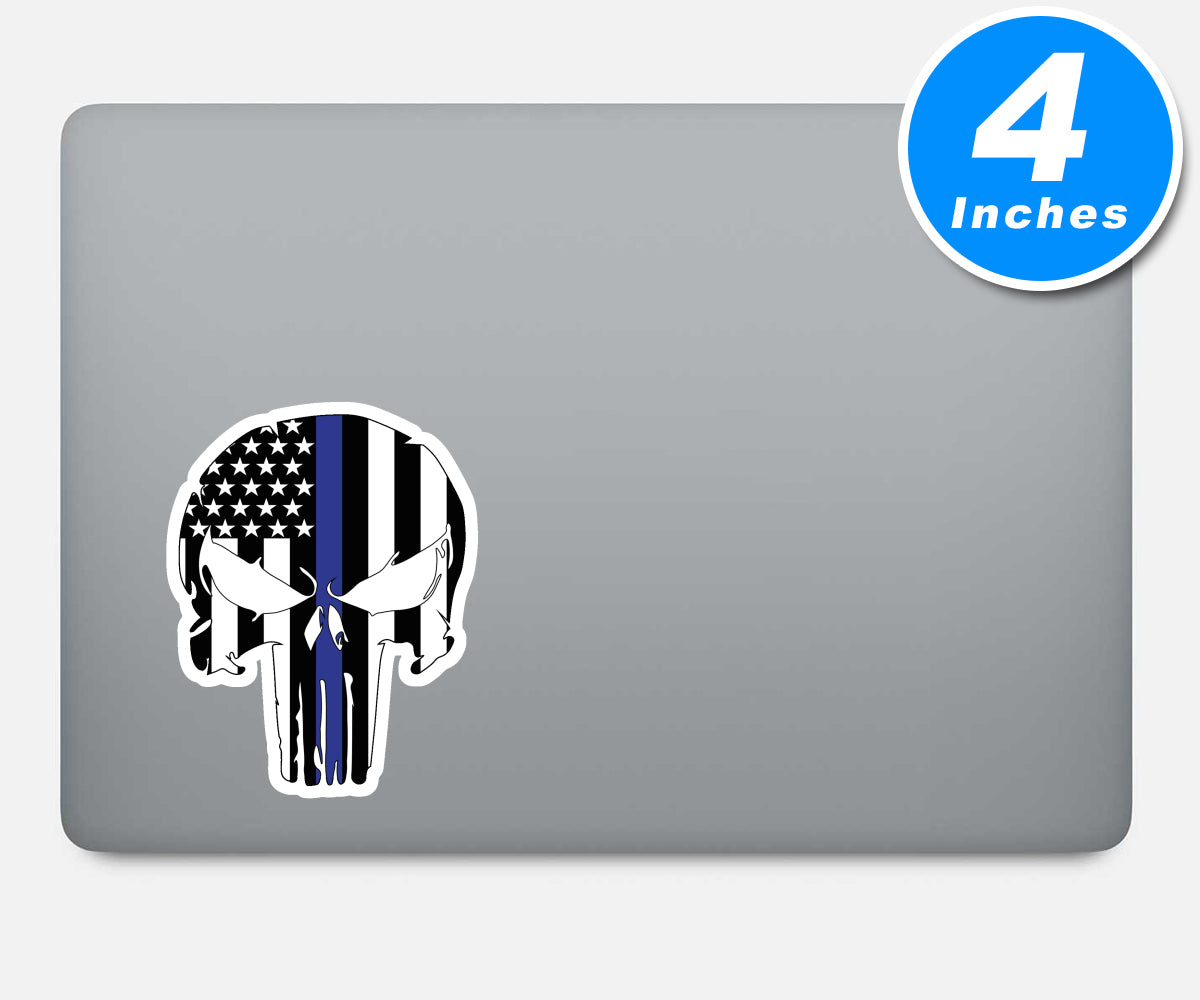 Thin Blue Line Skull Vinyl Stickers