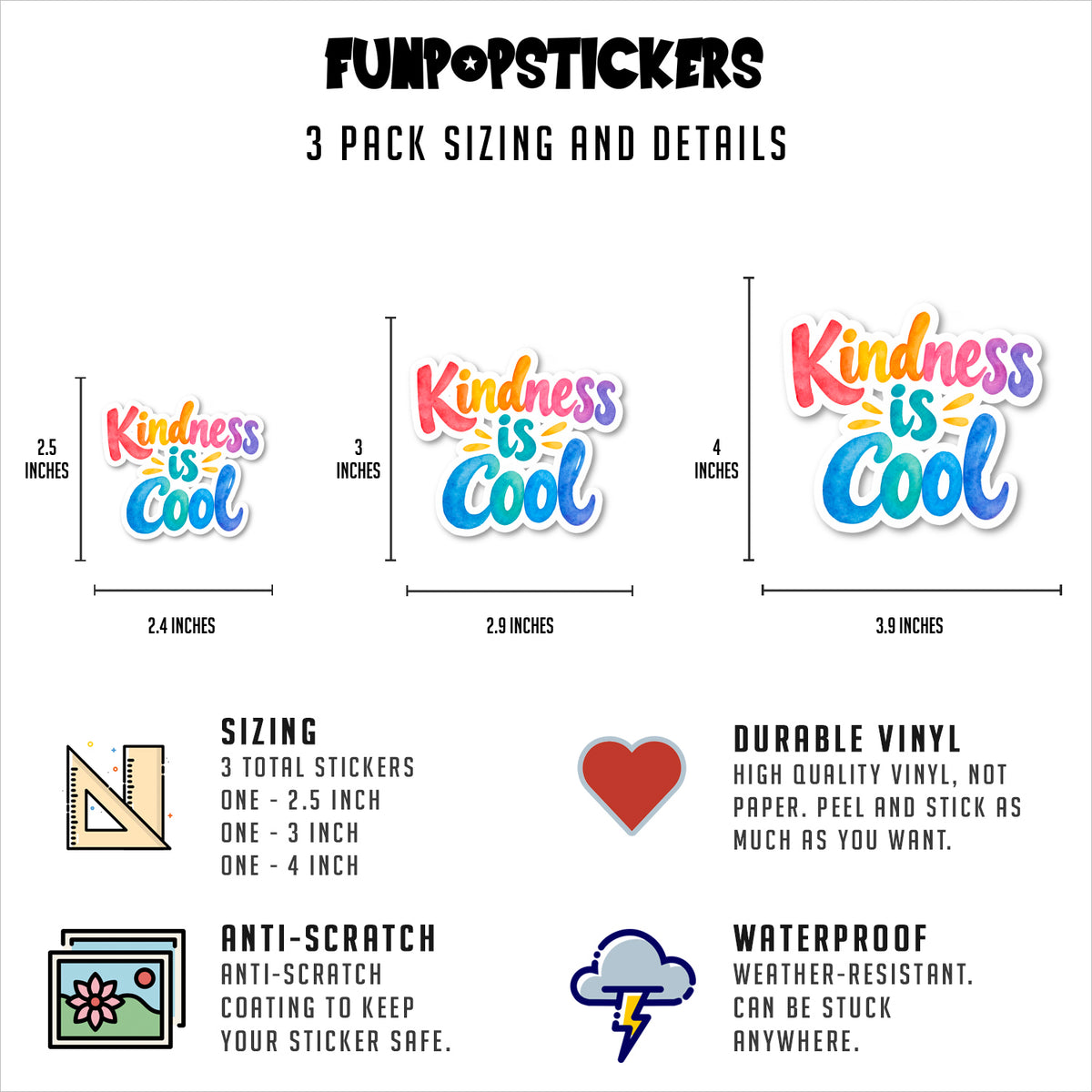 Kindness Is Cool Quote Vinyl Stickers