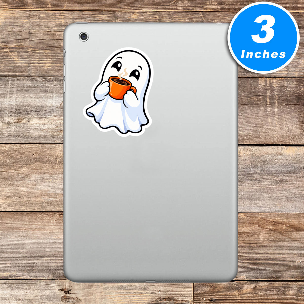 Cute Ghost Drinking Coffee Sticker Vinyl Stickers