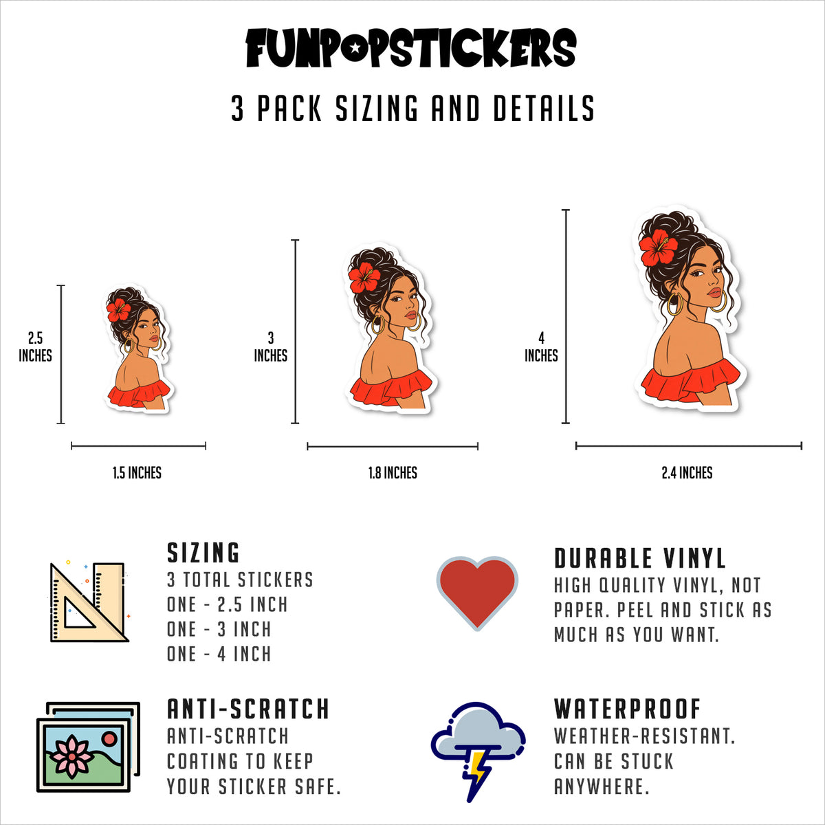 Tropical Latina Aesthetic Sticker Vinyl Stickers