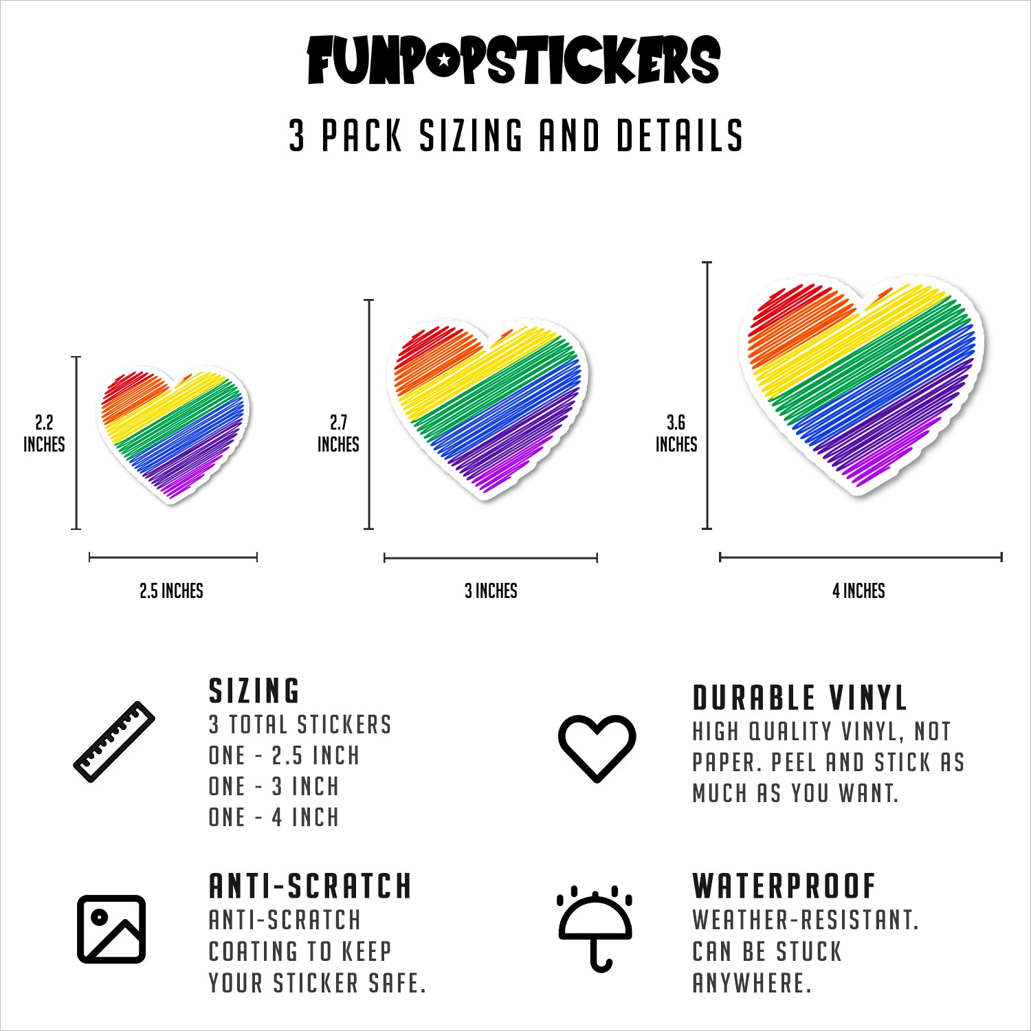 Pride Heart Rainbow Love Vinyl Stickers