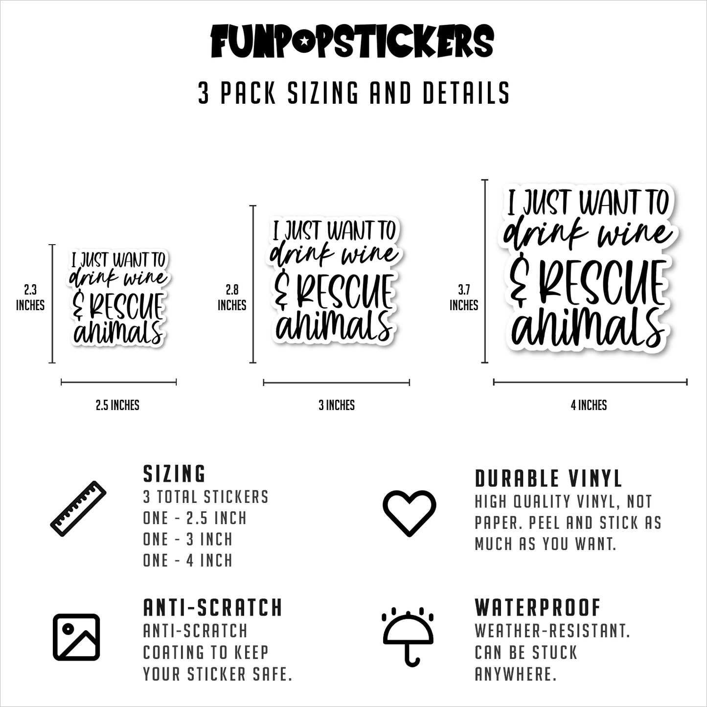 Drink Wine And Rescue Animals Vinyl Stickers