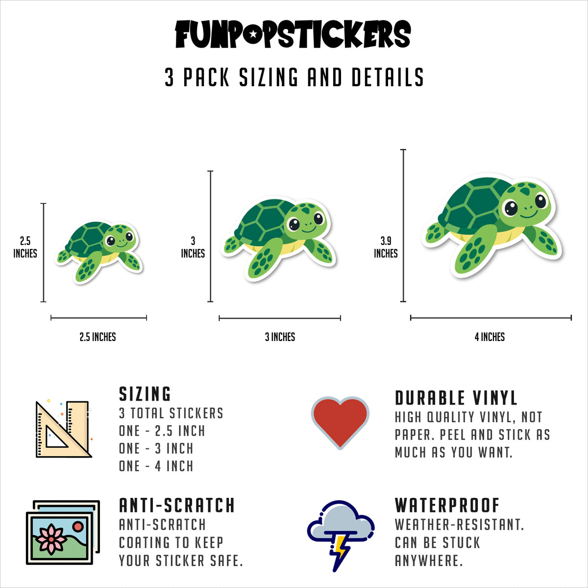 Cute Turtle Vinyl Stickers