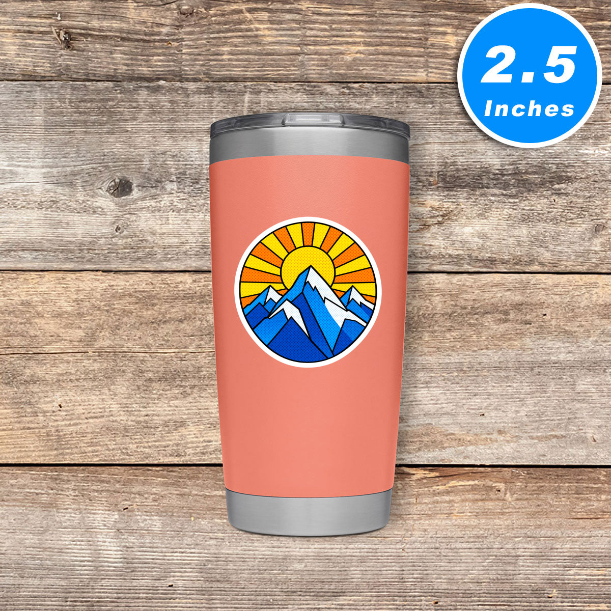 Geometric Mountain Sunrise Sticker Vinyl Stickers