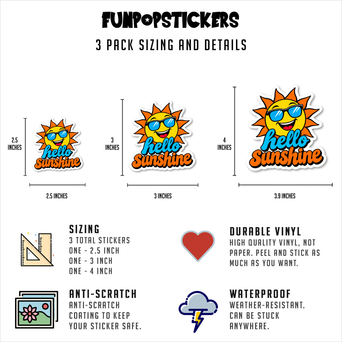 Hello Sunshine Vinyl Sticker Vinyl Stickers