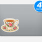 Vintage Floral Tea Cup Sticker Vinyl Stickers