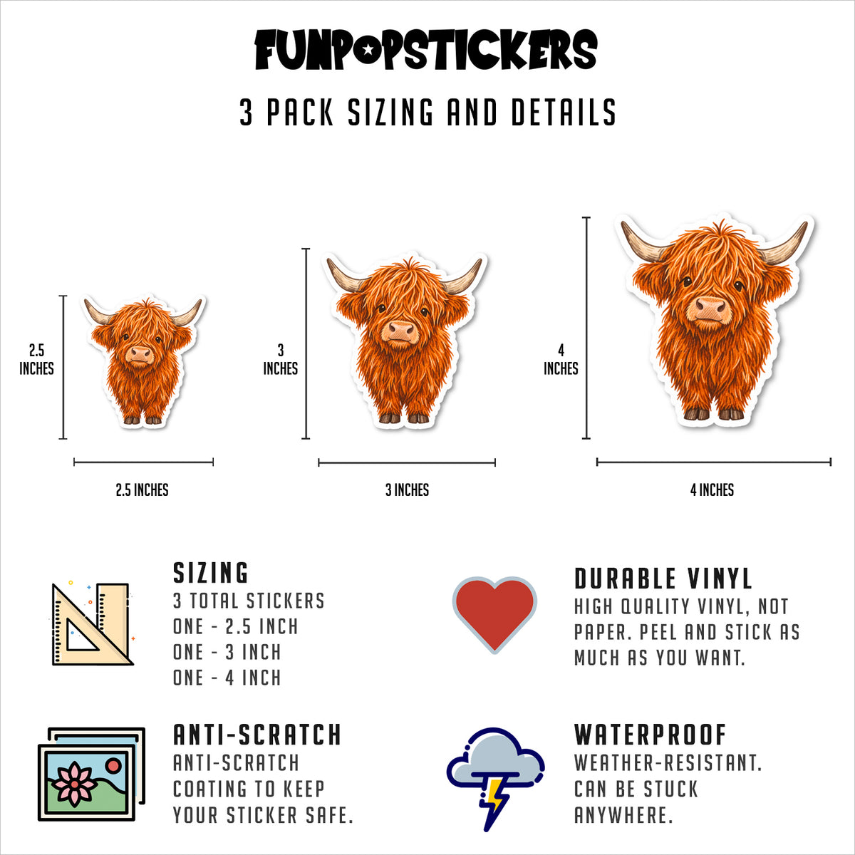 Highland Cow Stickers Vinyl Stickers