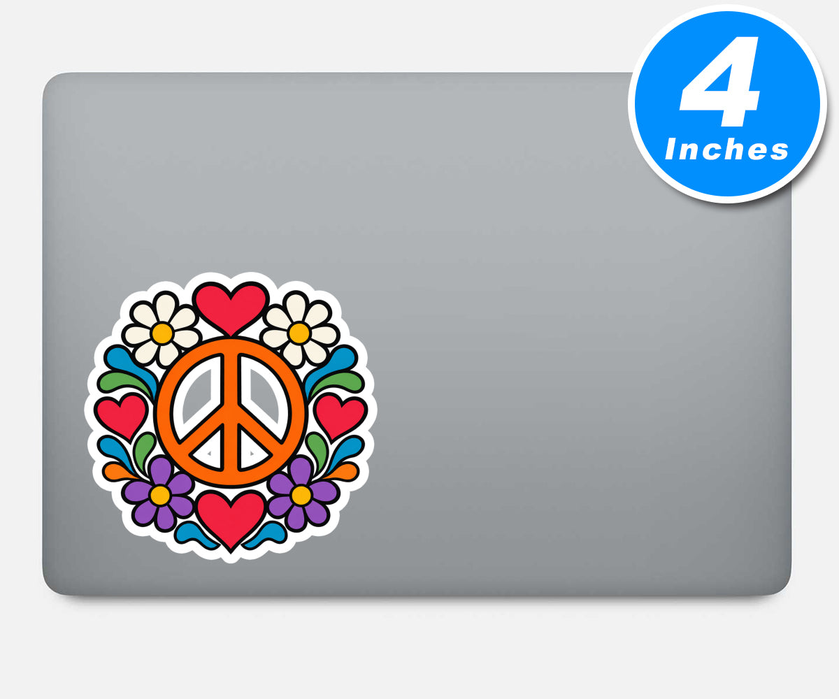 Retro Peace And Love Stickers Vinyl Stickers