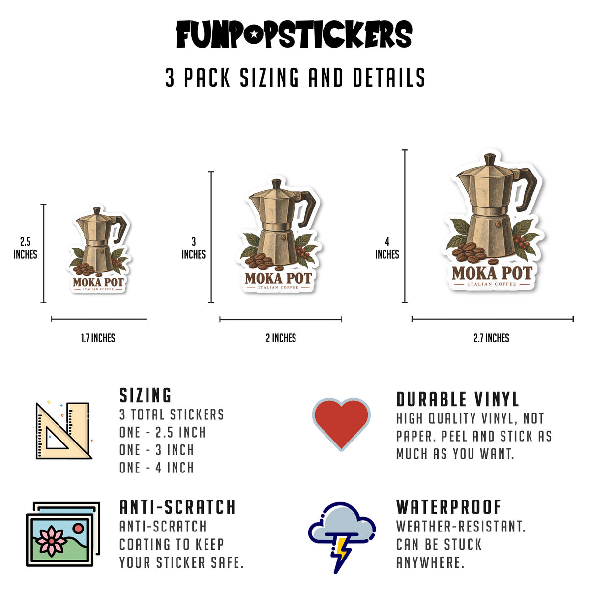 Moka Pot Vinyl Stickers