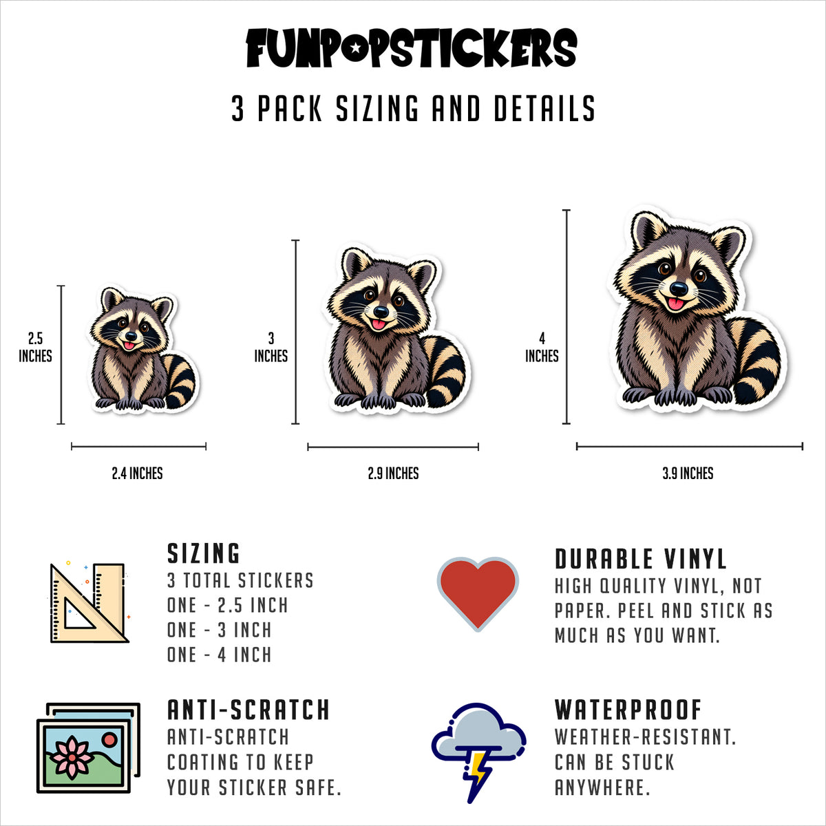 Raccoon Stickers Vinyl Stickers