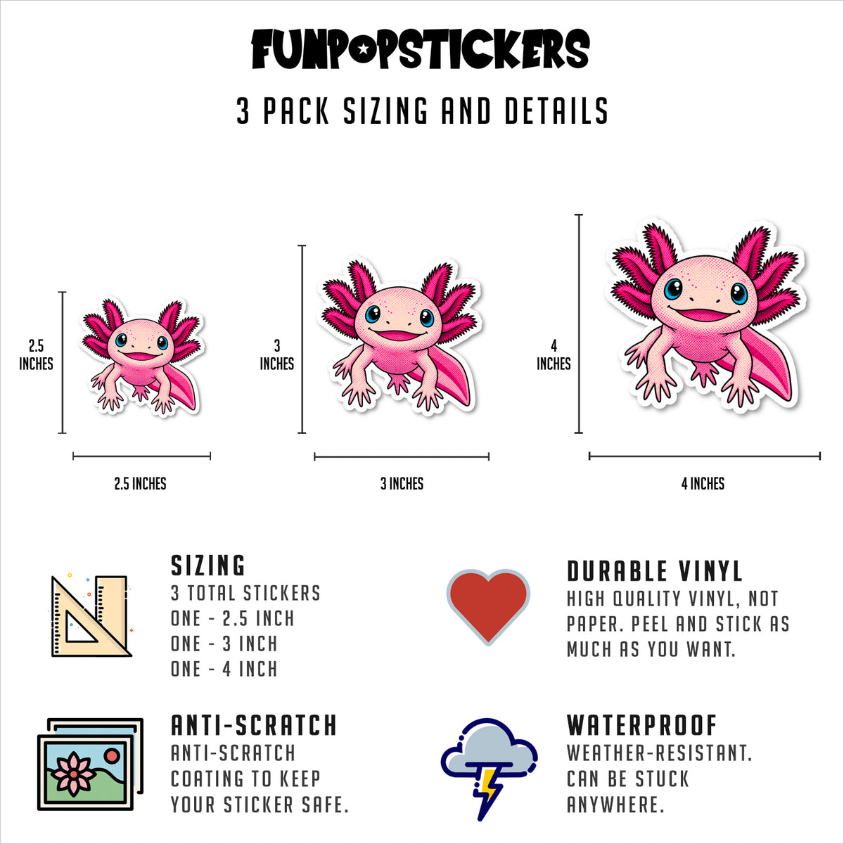 Axolotl Stickers Vinyl Stickers