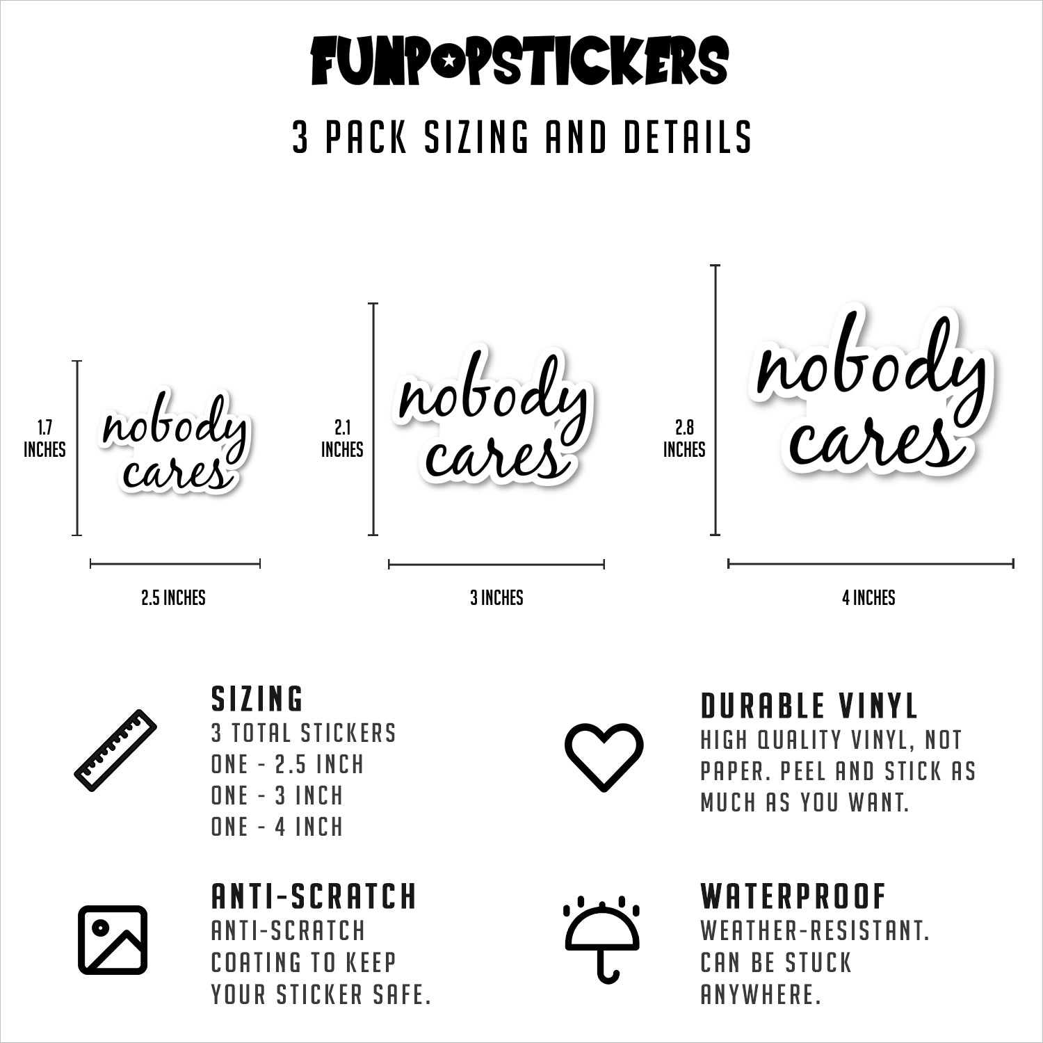 Nobody Cares Vinyl Stickers