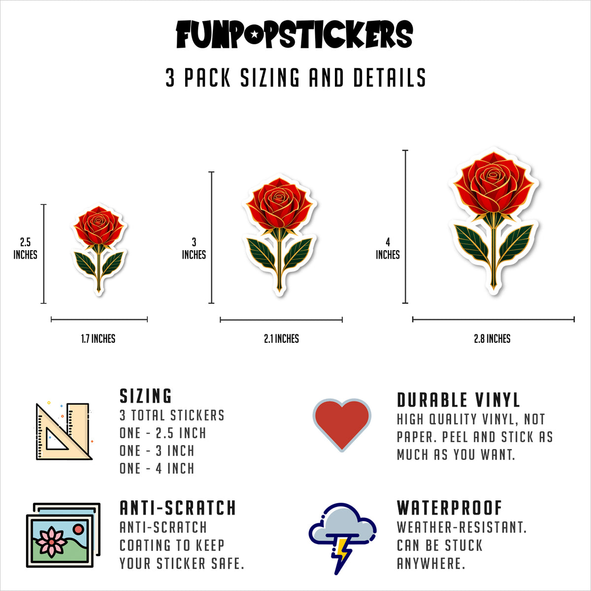 Red Rose Vinyl Stickers