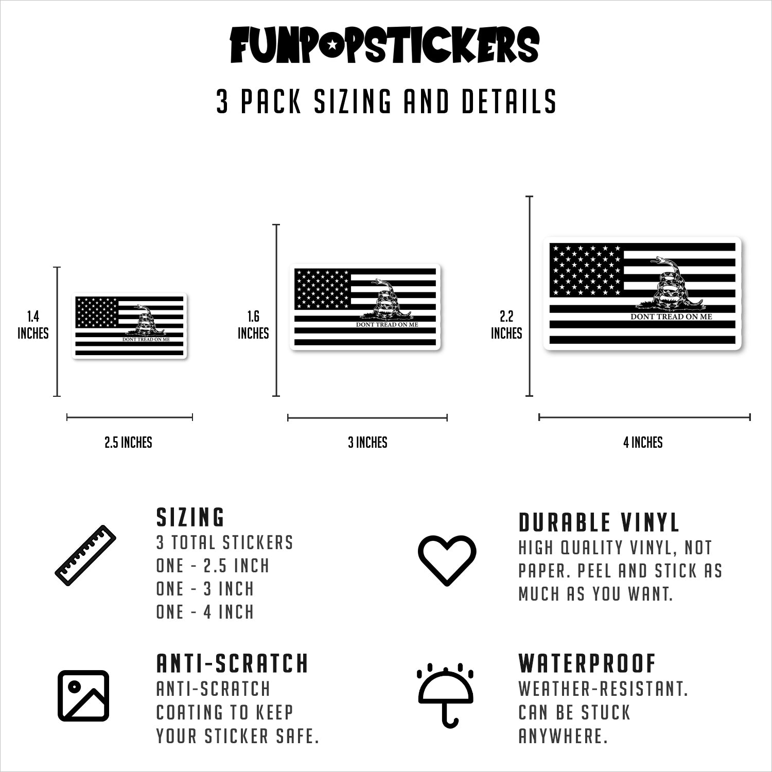 American Flag Dont Tred On Me Vinyl Stickers