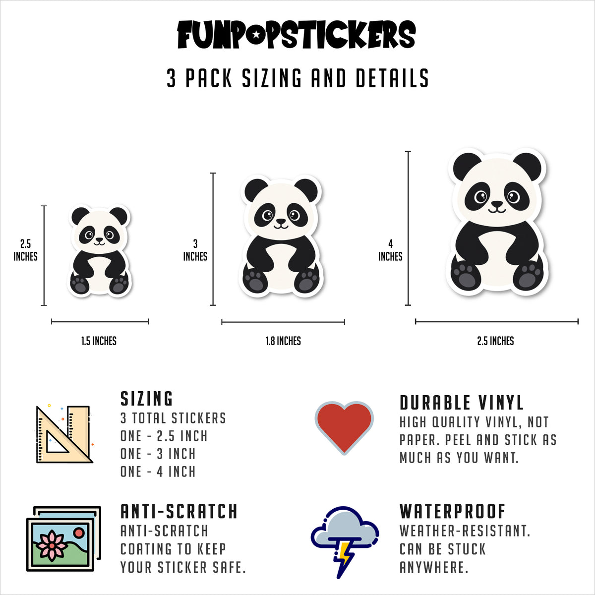 Cartoon Panda Vinyl Stickers