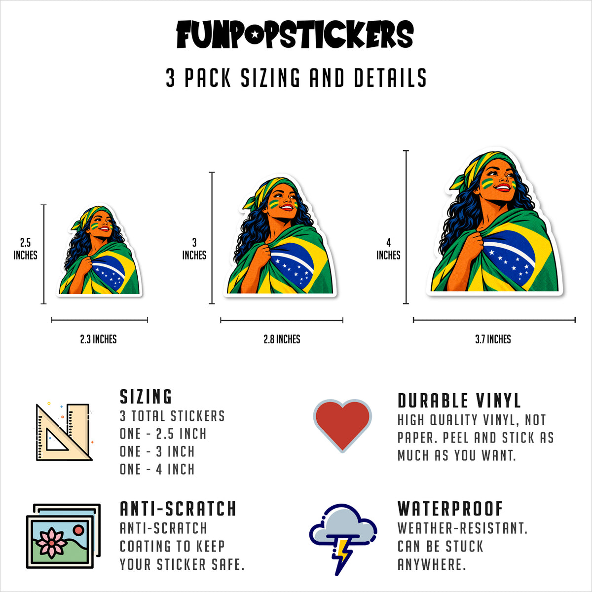 Brazilian Pride Stickers Vinyl Stickers