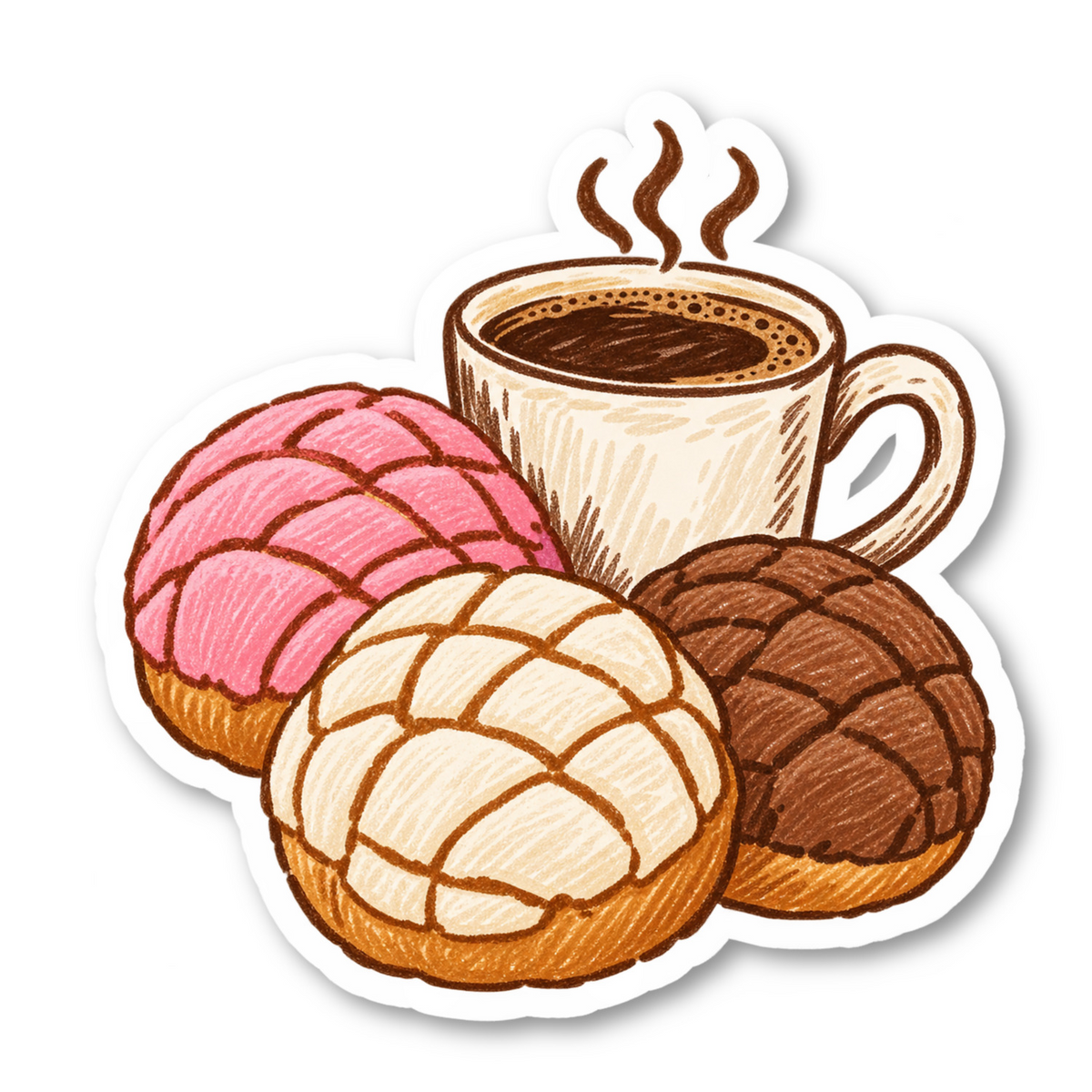 Conchas And Coffee Sticker Vinyl Sticker