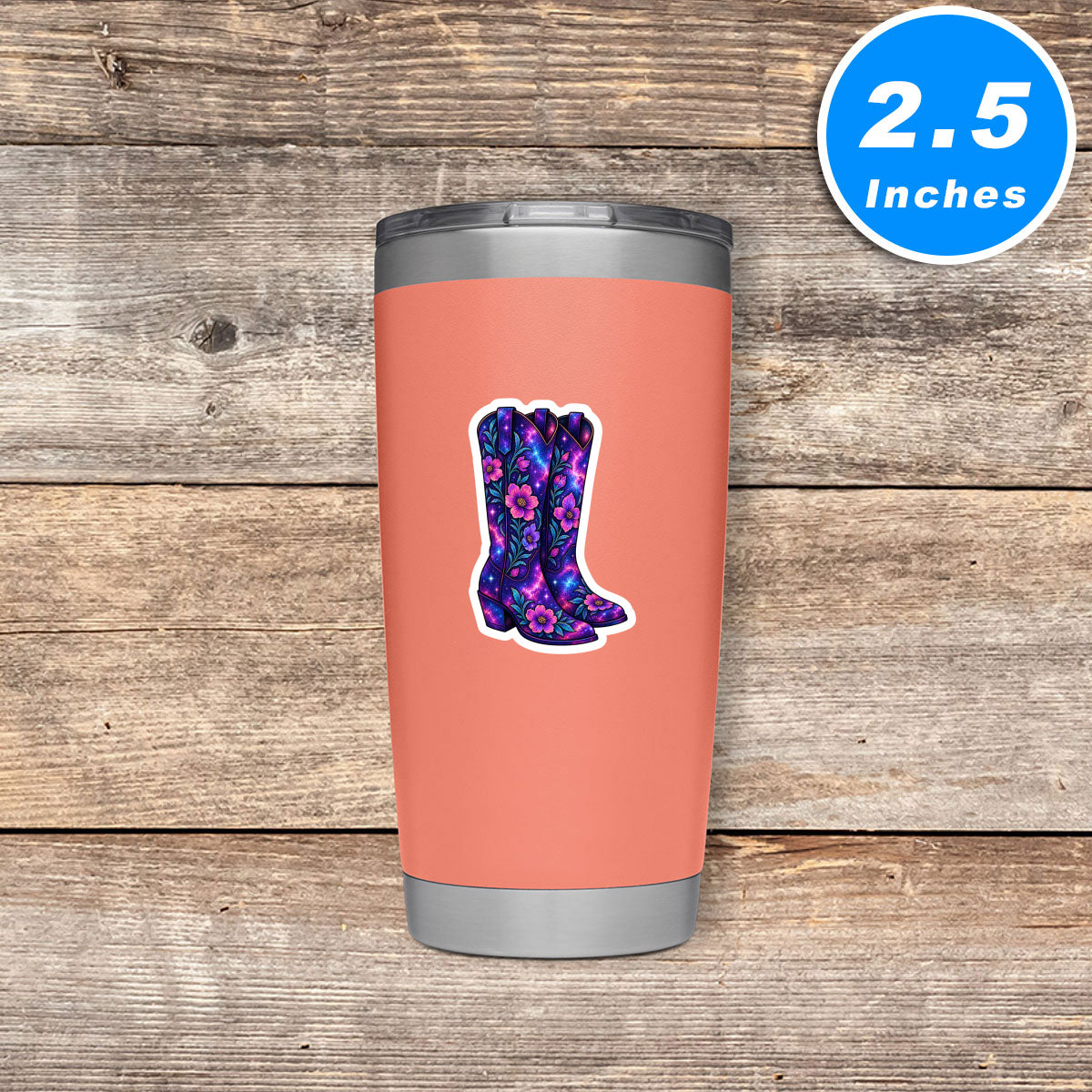 Floral Cowboy Boots Vinyl Stickers