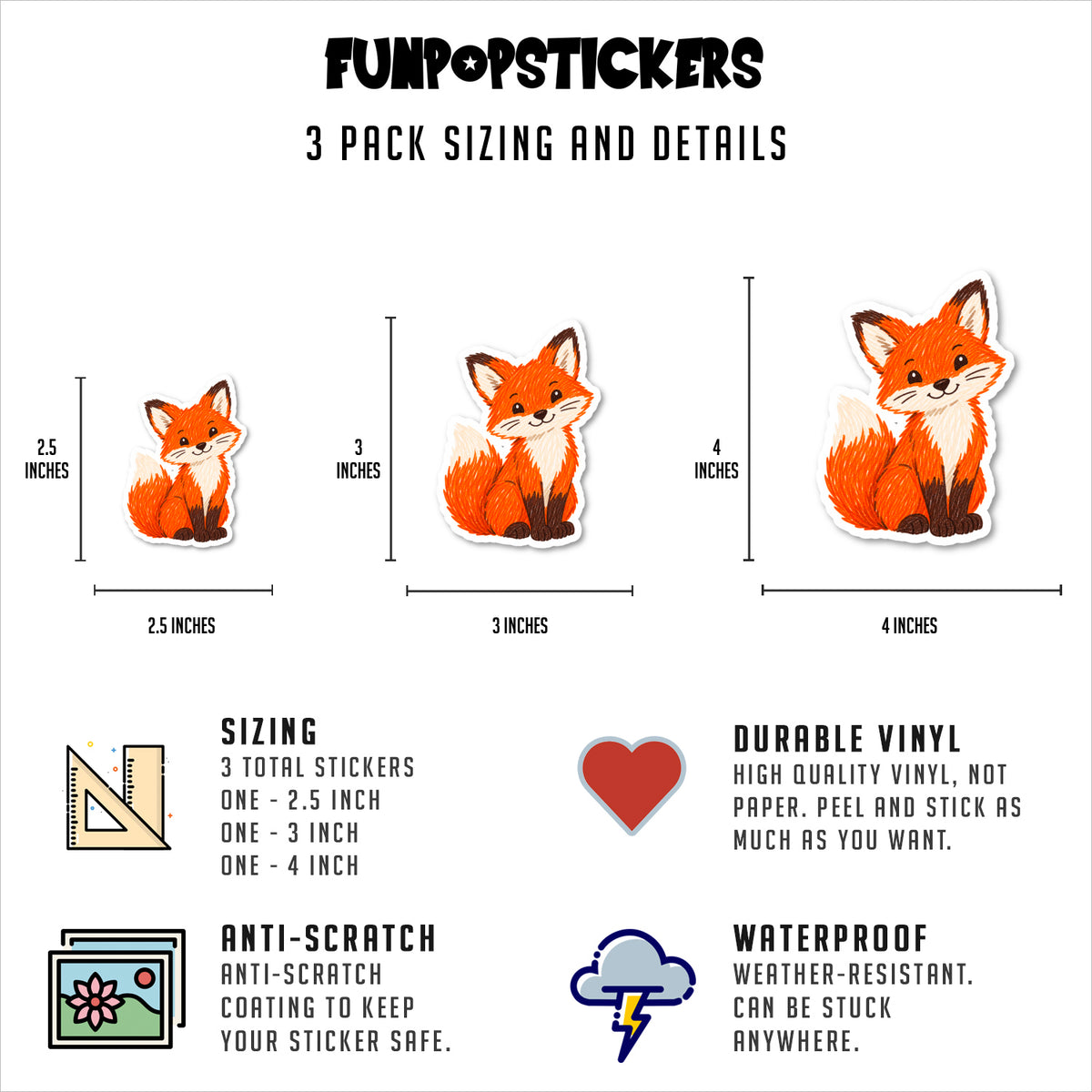 Fox Stickers Vinyl Stickers