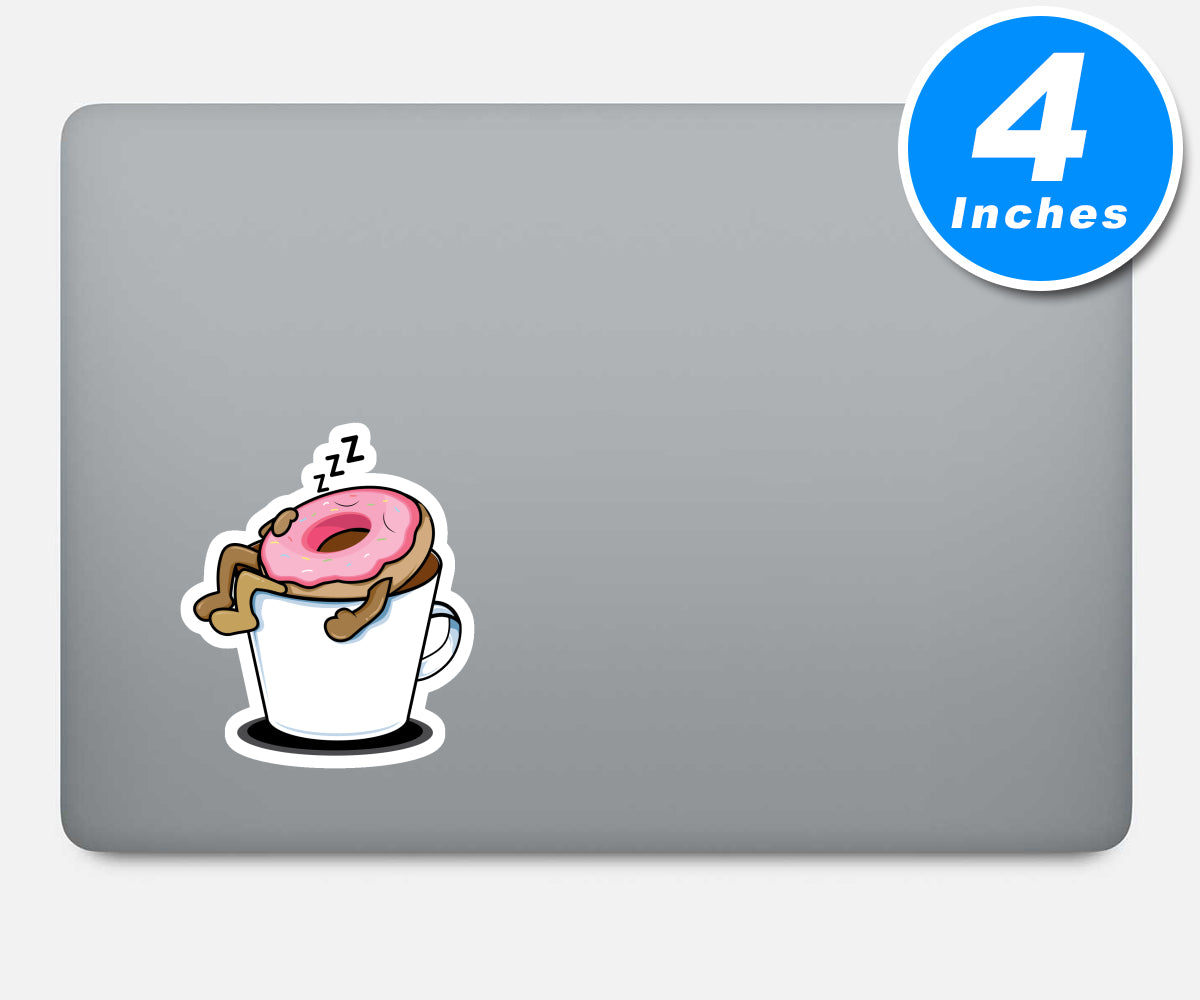 Donut Sleeping In Mug Vinyl Stickers