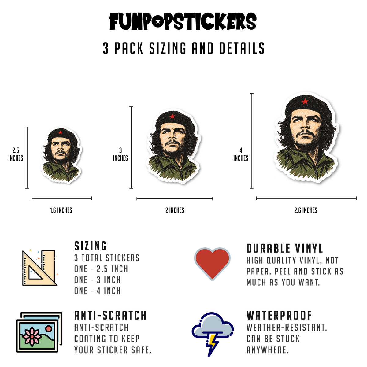 Che Guevara Stickers Vinyl Stickers
