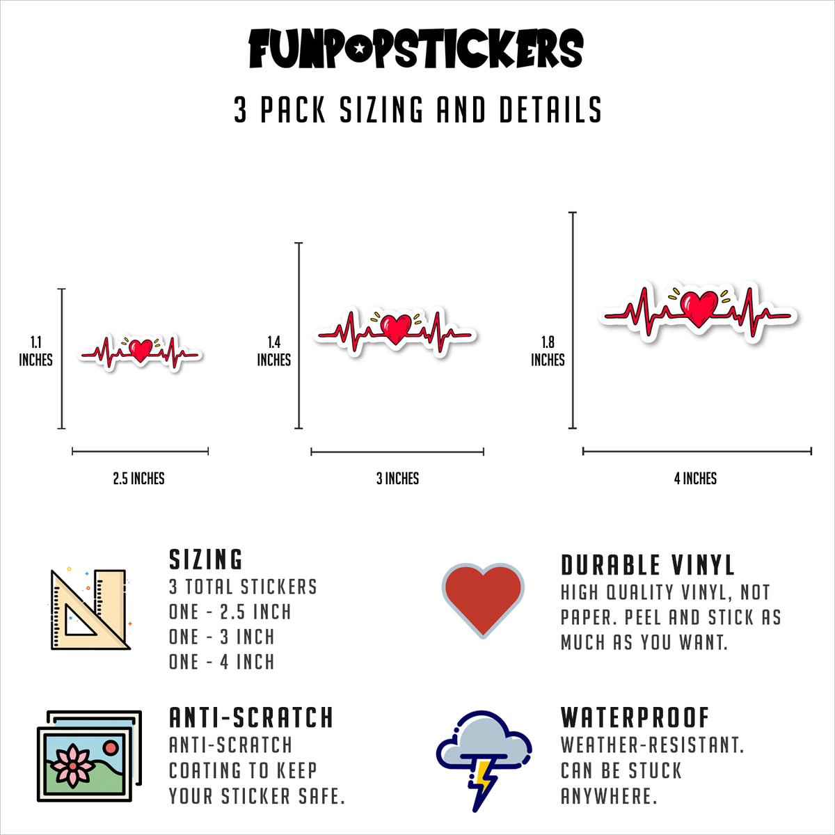Heartbeat Line Vinyl Stickers