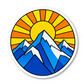 Geometric Mountain Sunrise Sticker Vinyl Sticker