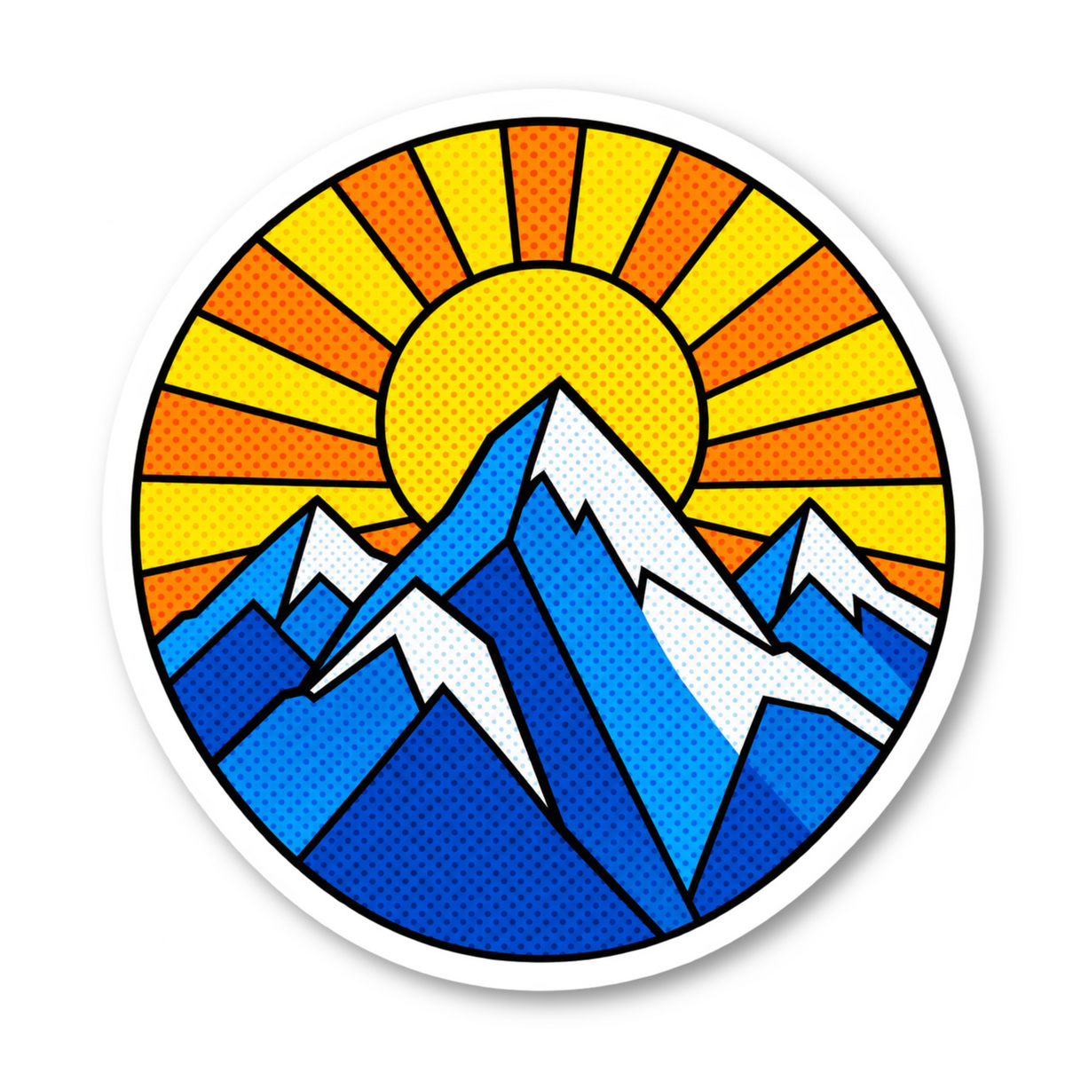 Geometric Mountain Sunrise Sticker Vinyl Sticker