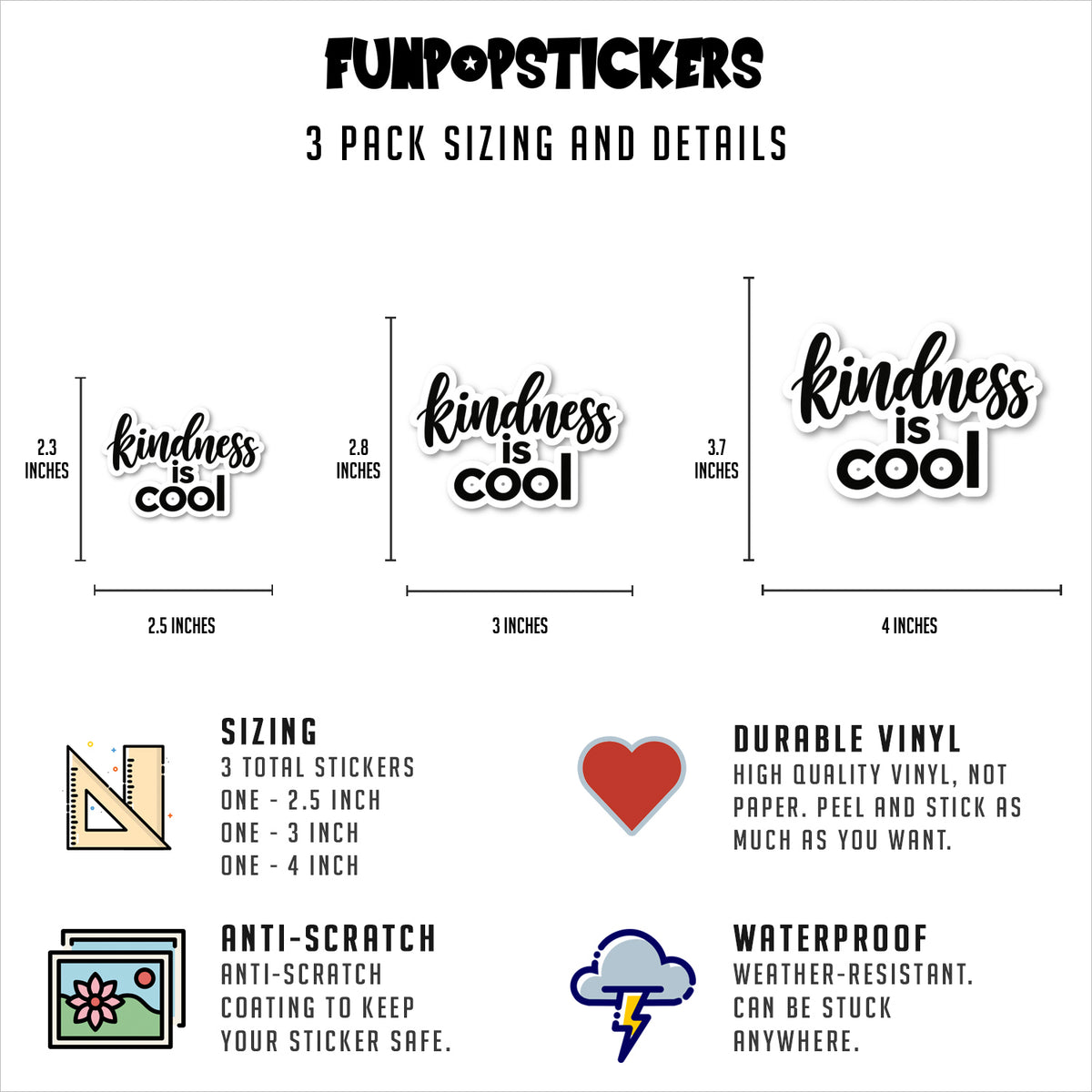 Kindness Is Cool Quote Vinyl Stickers