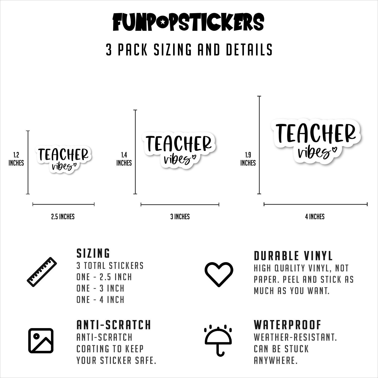 Teacher Vibes Vinyl Stickers