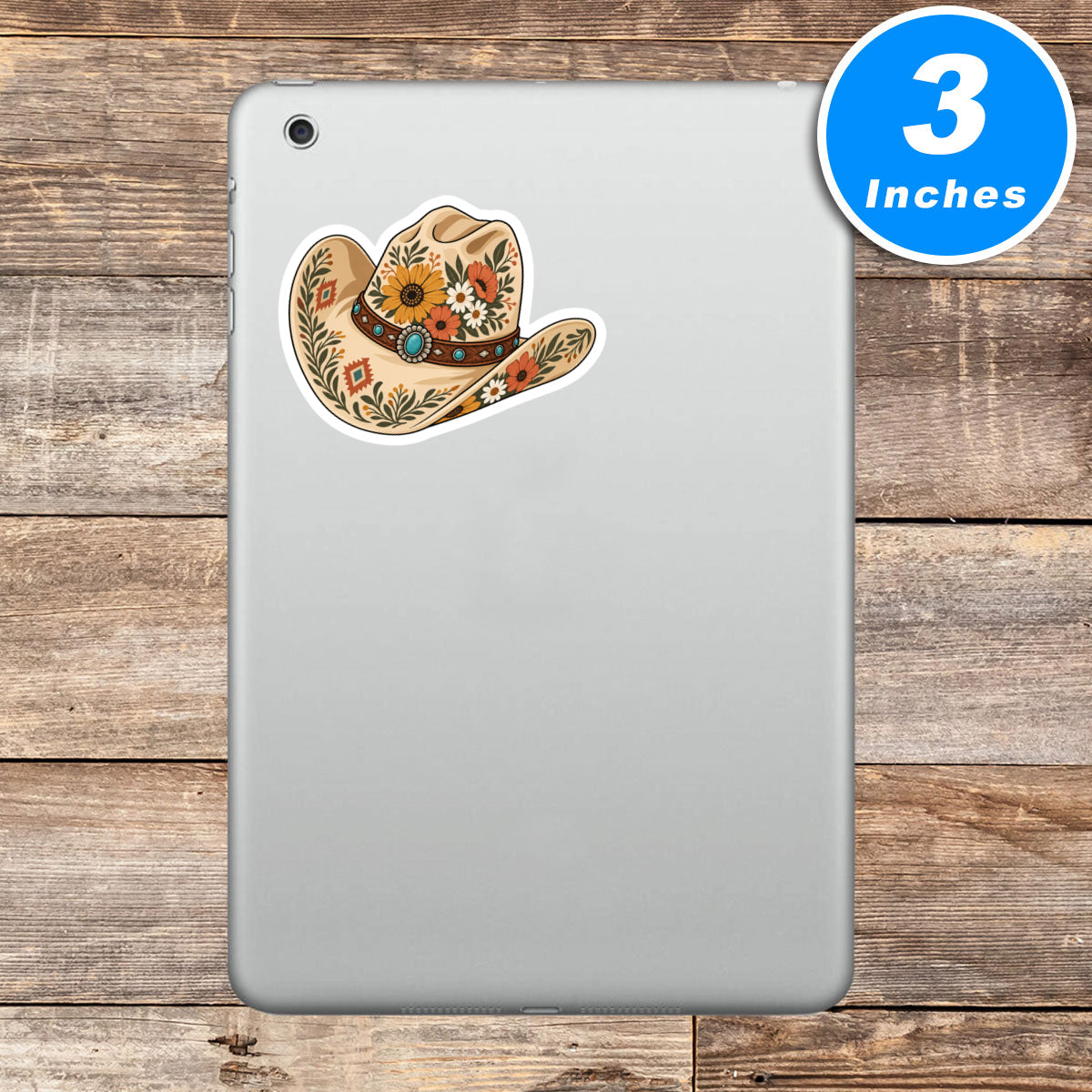 Boho Floral Cowboy Hat Sticker Vinyl Stickers