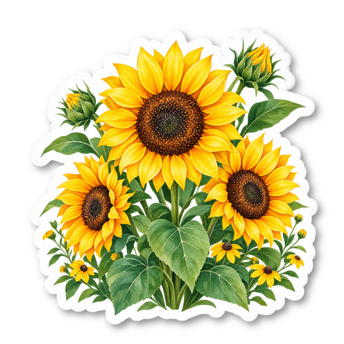 Watercolor Sunflower Garden Sticker Vinyl Sticker