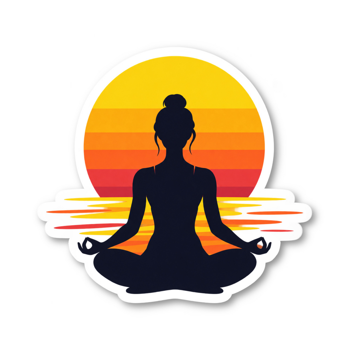 Yoga Meditation Sunset Sticker Vinyl Sticker