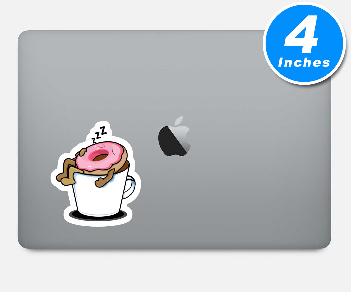 Donut Sleeping In Mug Vinyl Stickers