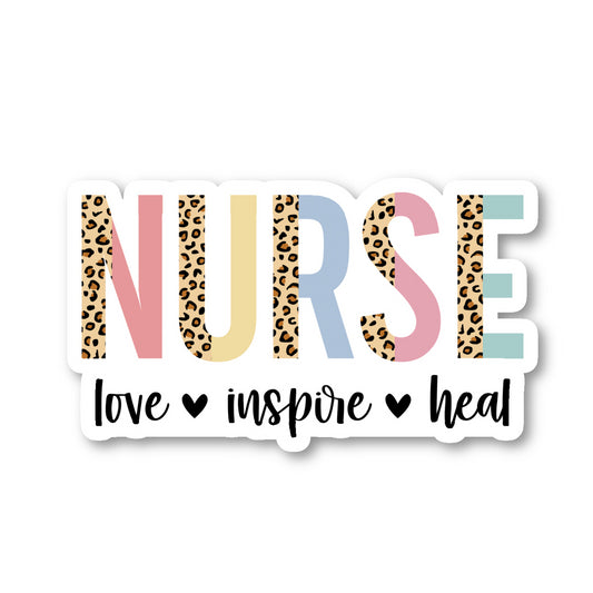Nurse Love Inspire Heal Vinyl Sticker
